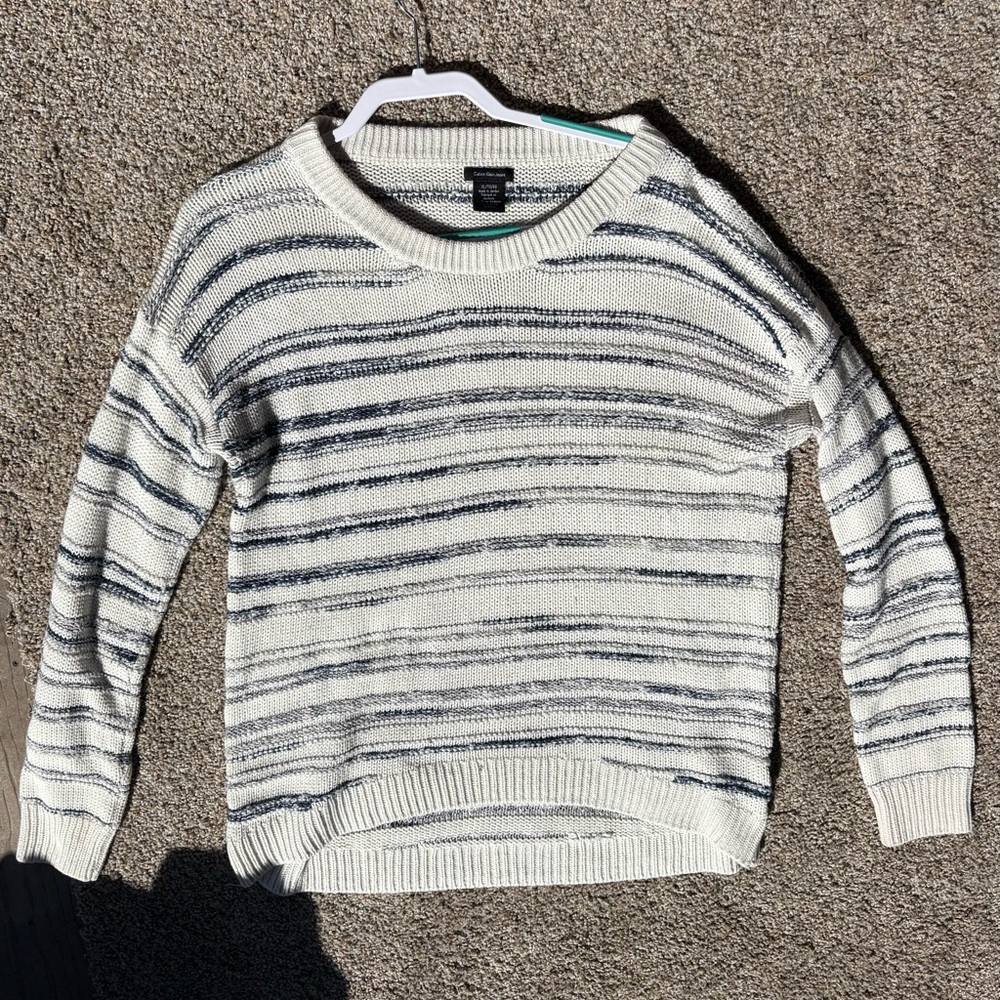 Calvin Klein Jeans Men's Crewneck Sweater - White and Gray